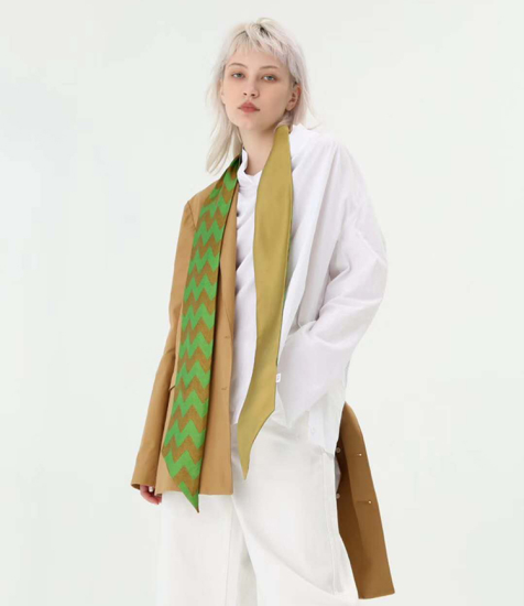 Dubbelzijdige groene zijden skinny sjaals